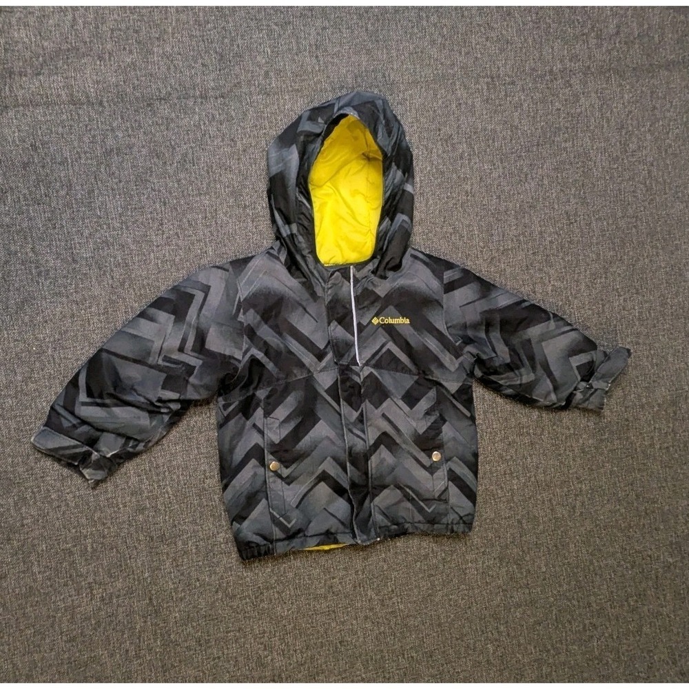 Columbia Jacket Omni Heat 3T Toddler Gray Black Ski Hooded Insulated Winter Coat